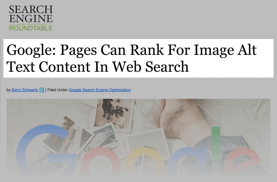 Alt Text Google Ranking Factor