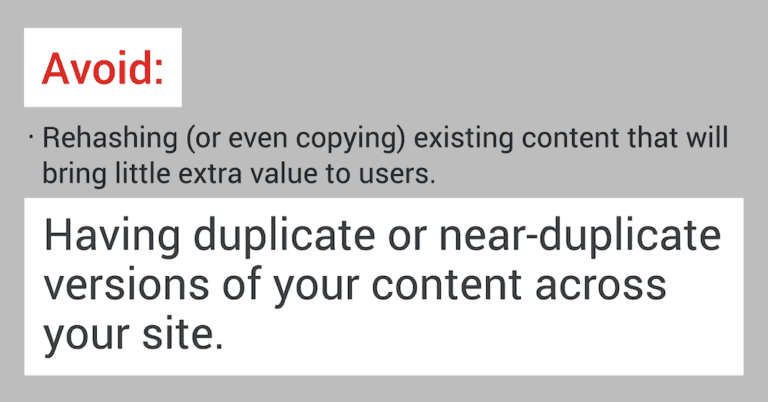 Avoid Duplicate Content
