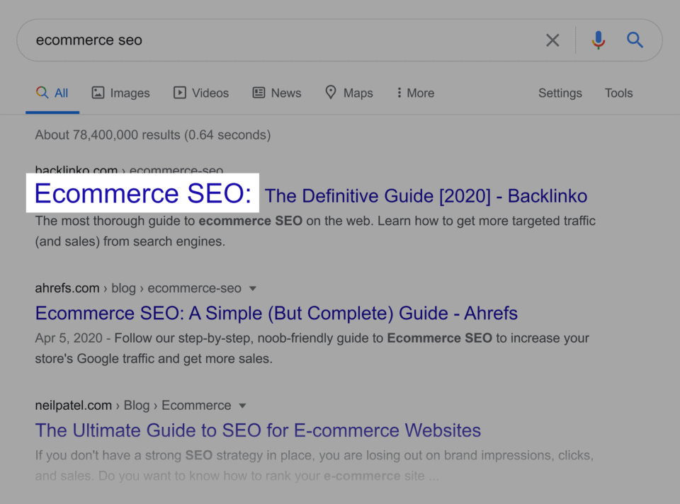 Ecommerce SEO Google Serp