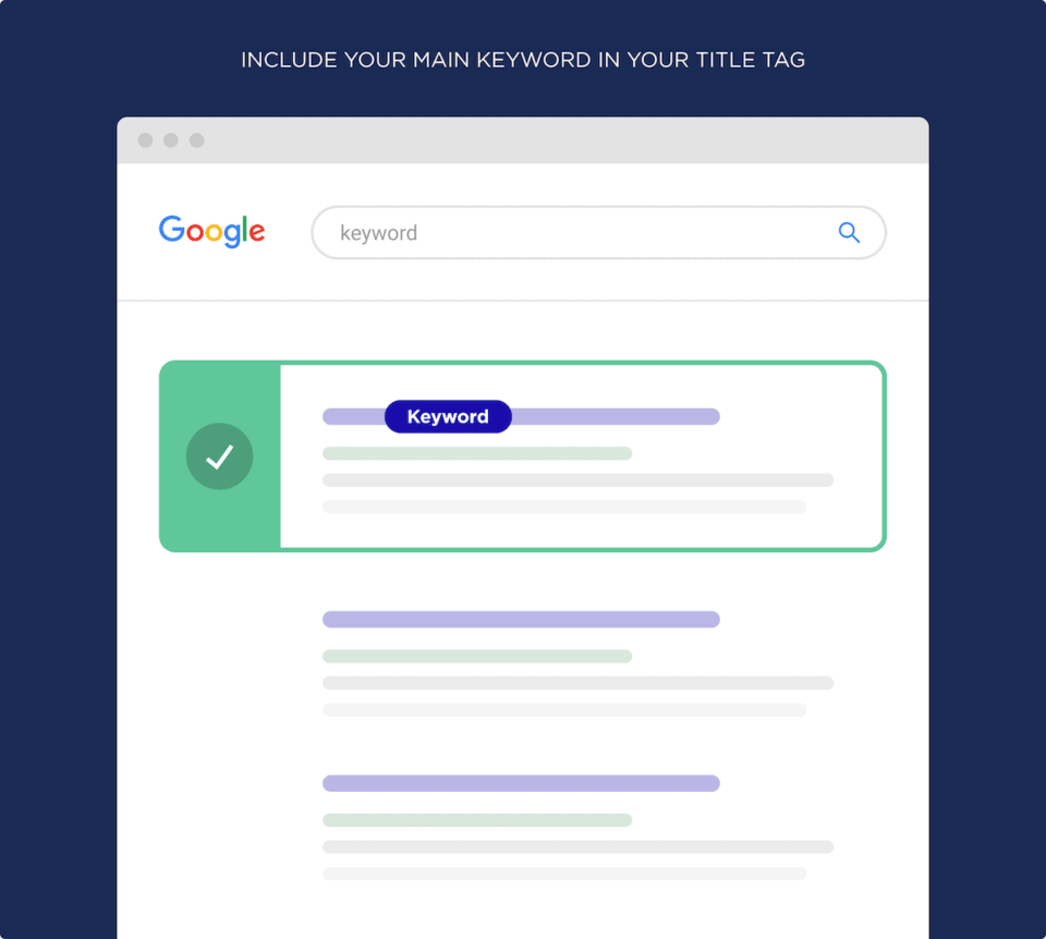 Include Your Main Keyword in Title Tag