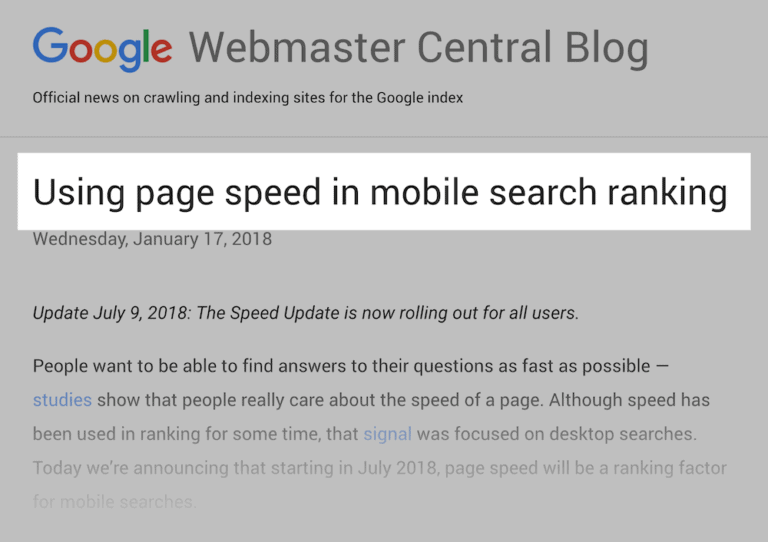 Using Page Speed as Ranking Factor